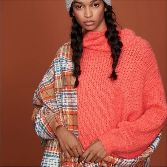 Anthropologie size M Pilcro Zamora Cowl Neck Sweater Orange alpaca wool blend - Picture 3 of 11